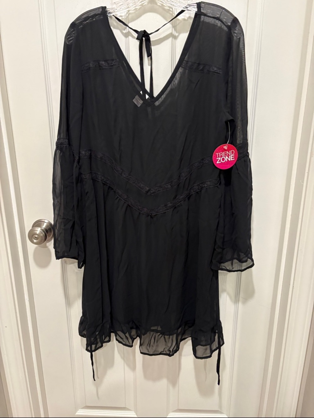 BONGO Black Sheer V-Neck Swim Coverup